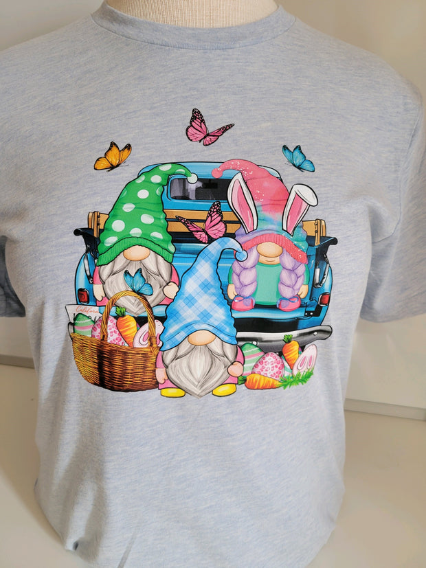 T-Shirt  EASTER GNOMES & BUTTERFLIES on back of VINTAGE TRUCK XLARGE tee