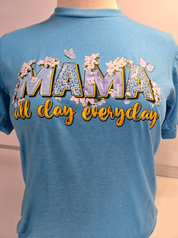 T-Shirt MAMA all day everyday flowers & butterflies Mom tee medium tshirt