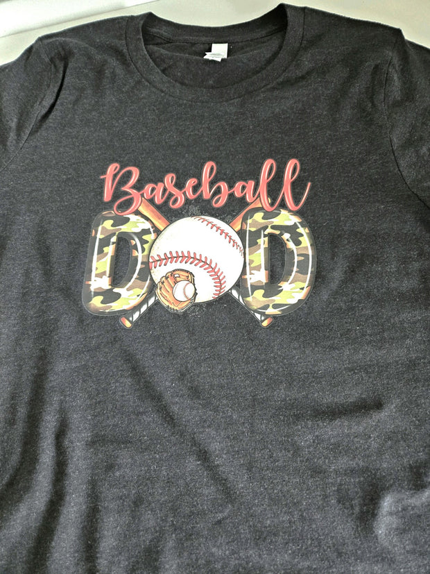 T-Shirt Baseball DAD - Camo letters bat ball splash tee tshirt small