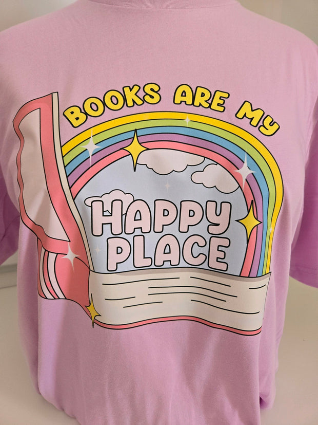 T-Shirt  BOOKS ARE MY HAPPY PLACE Book Lover tee tshirt XLARGE
