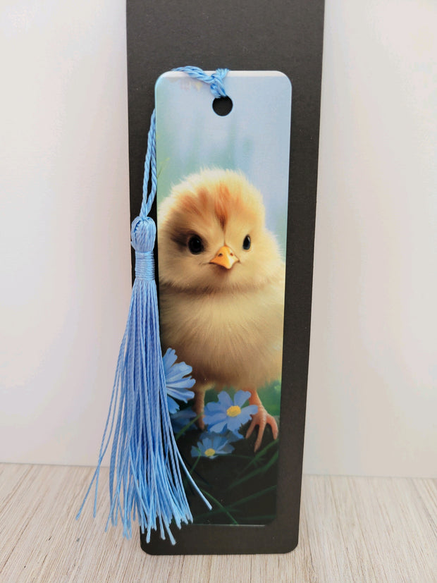Easter Spring Chick & Flowers Bookmark with tassel colorful