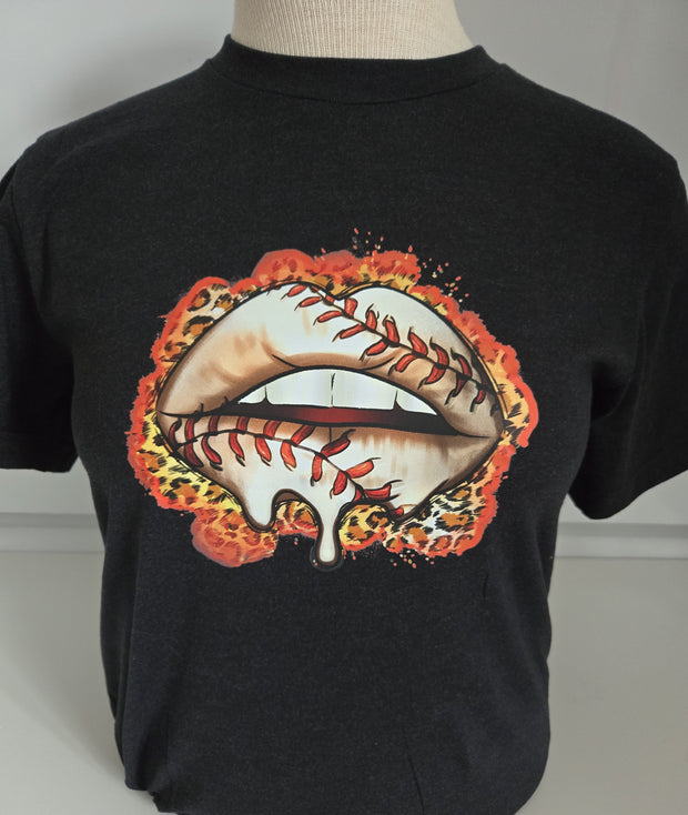 T-Shirt Baseball - HOTLIPS - Tiger print and orange splash tee tshirt Medium