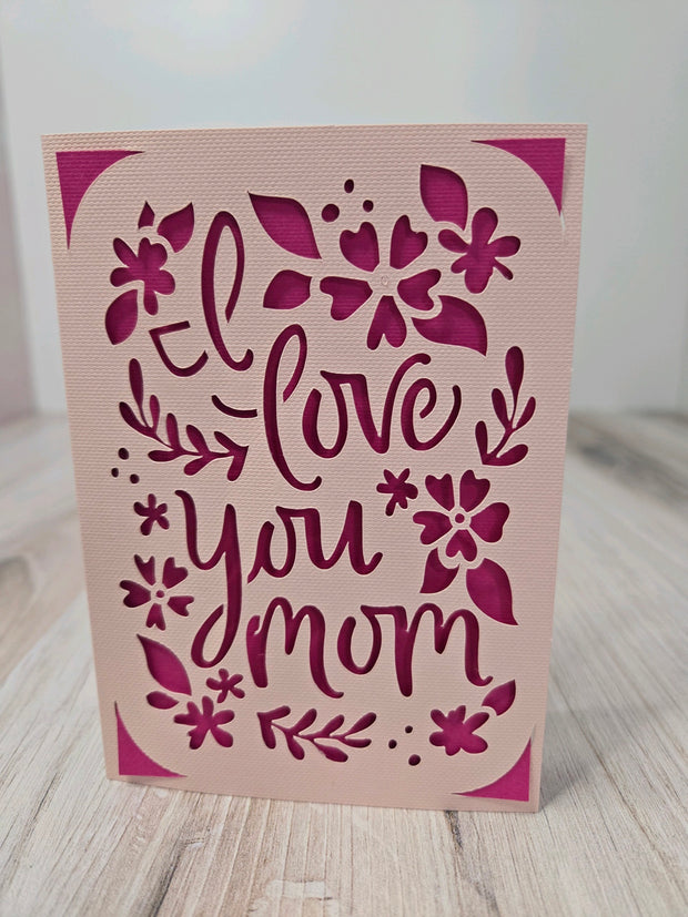 Card - Mother's Day Greeting I LOVE YOU MOM card note card flowers design blank inside