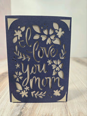 Card - Mother's Day Greeting I LOVE YOU MOM card note card flowers design blank inside