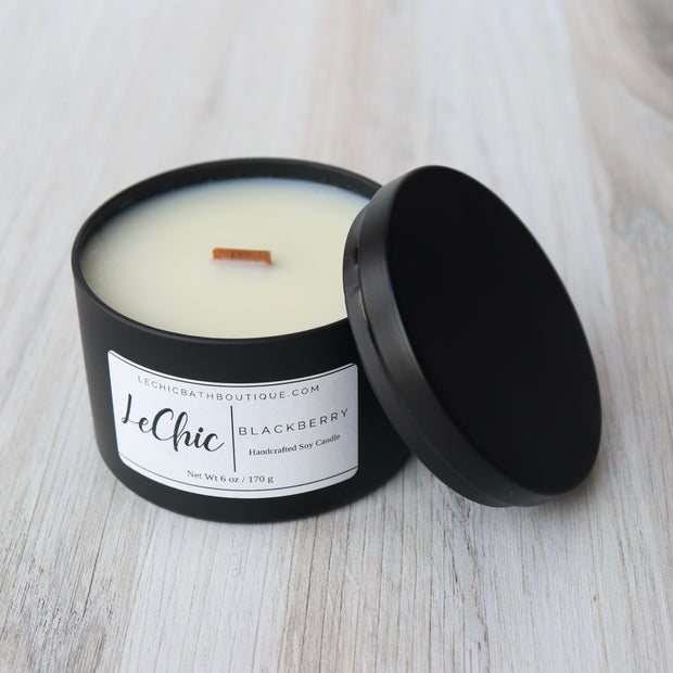 Candle ~ Soy Blackberry scented wood wick