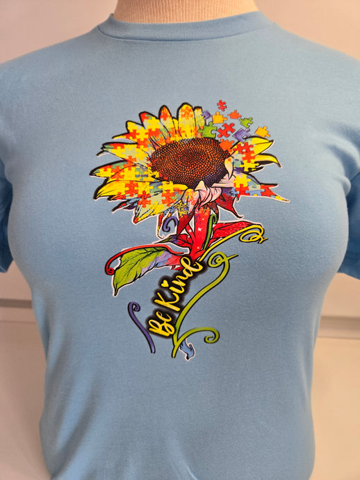 T-Shirt AUTISM Be Kind Sunflower puzzle piece #autismlife Autism awareness small tee