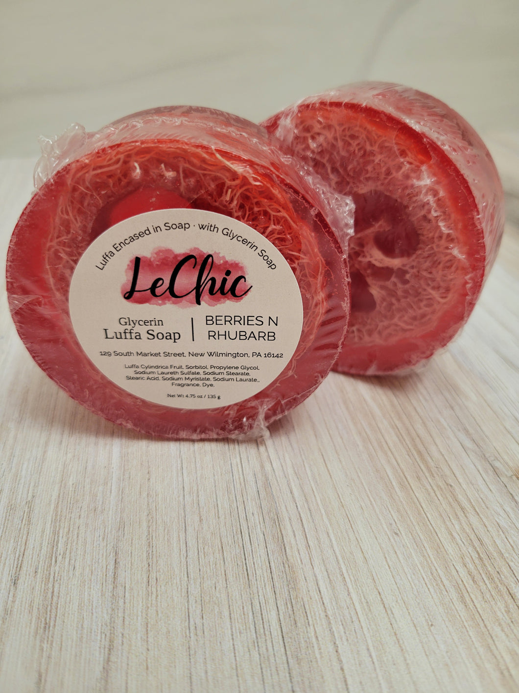 Luffa Bar Soap ~ Berries N Rhubarb Bar soap with luffa slice