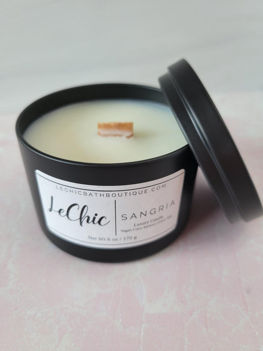 Candle ~ SANGRIA Black Tin Candle coco apricot creme wax