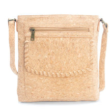 Shoulder Bag - Cork  Stitched front zipper pocket