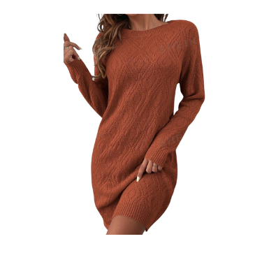 Dress Sweater Round Neck Style Burnt Orange 6