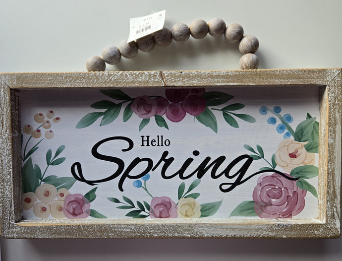 Hello Spring  Home Decor - with flowers and beads