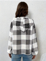 Sweatshirt Hooded long sleeve gingham plaid