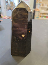 Crystal - Black Tourmaline with Hematite Banding Tower