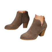 BOOTS ankle western chunky heel brown high heel