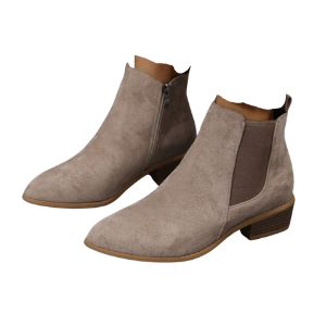 BOOTS ankle western chunky heel light brown beige