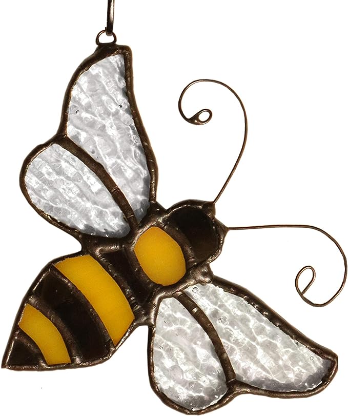 Home Decor - Bumble Bee Stained Glass Window Ornament Suncatcher