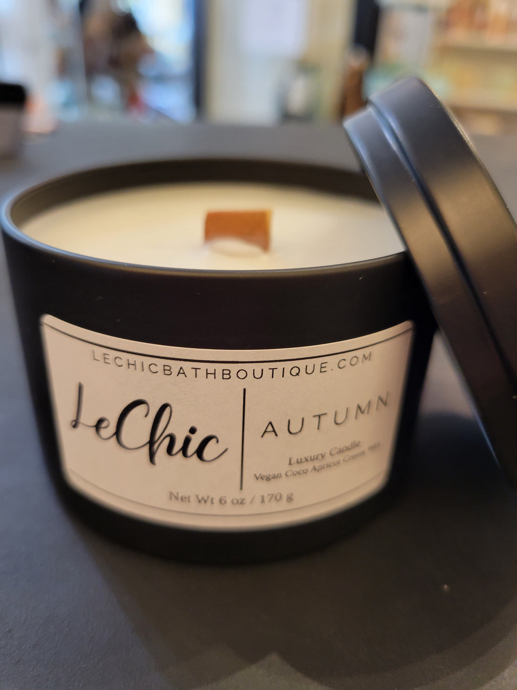 Candle ~ AUTUMN scented black tin home decor CANDLE