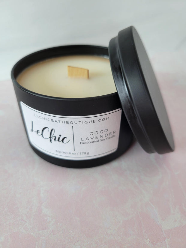 Candle ~ Coco Lavender decorative black tin