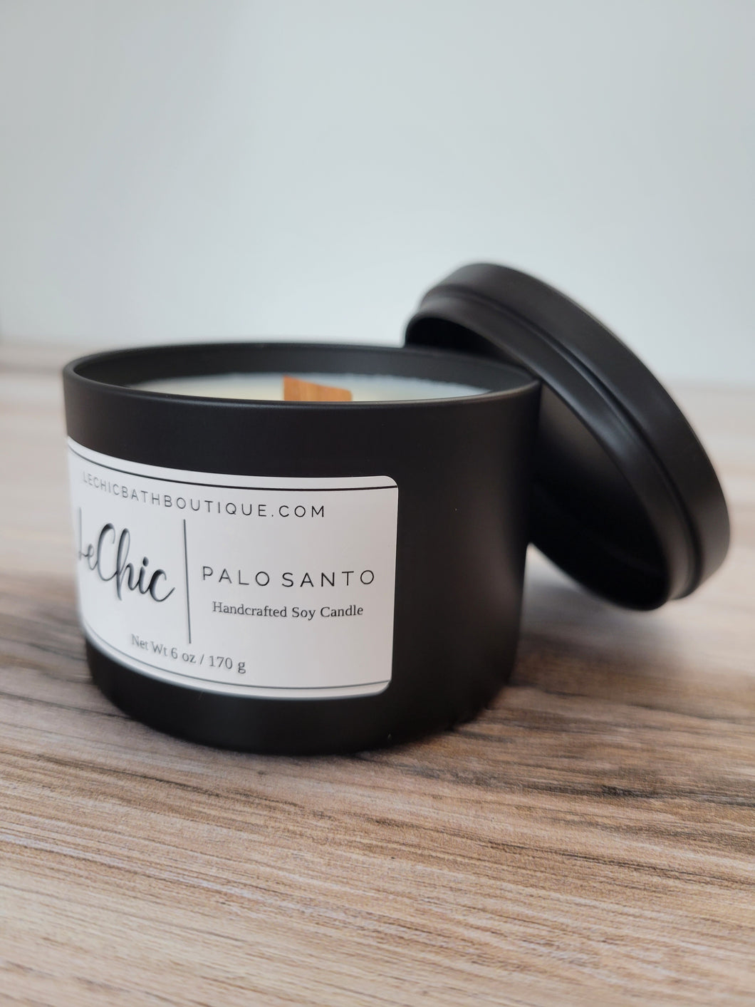 Candle ~ PALO SANTO Scented candle ~ decorative black tin soy