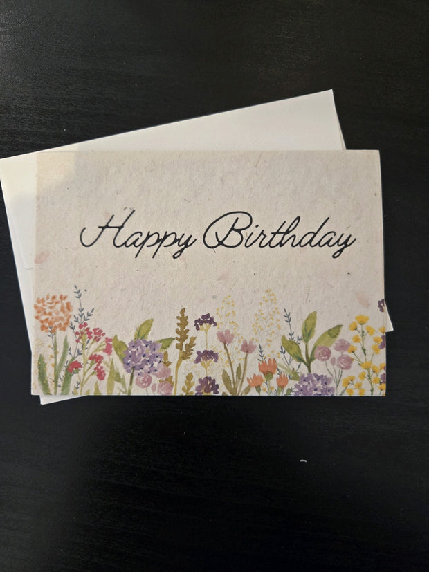 Card - Seed Card HAPPY BIRTHDAY greeting note card blank inside WILDFLOWER SEEDS