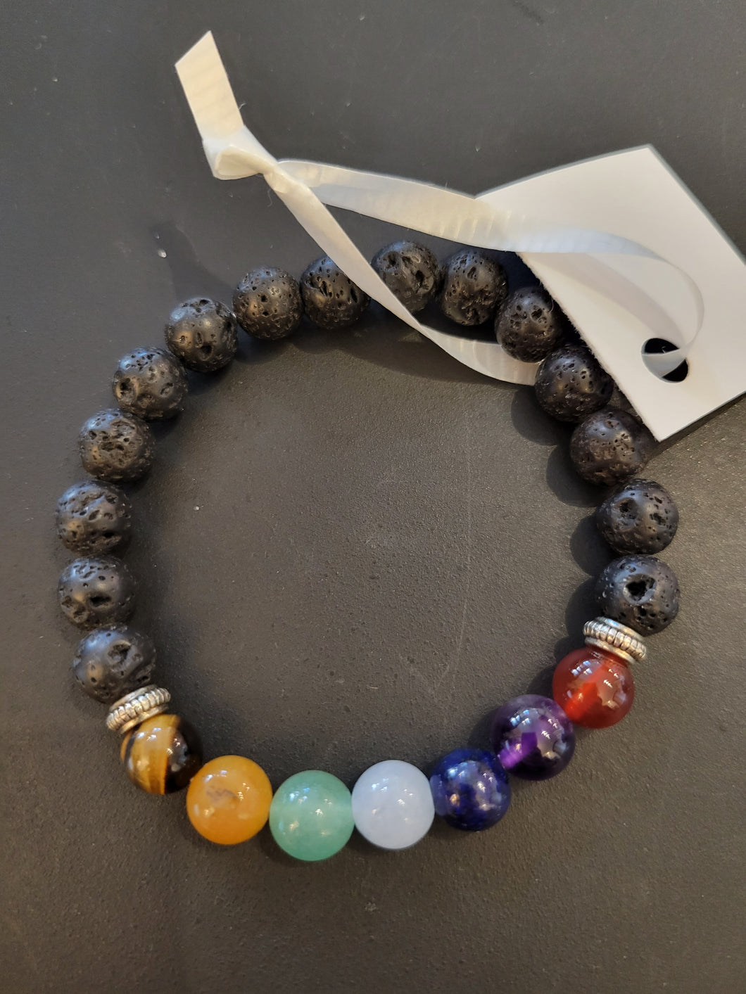 Bracelet - Chakra  single bracelet with lava essential oil rock beads