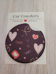 Coasters VALENTINE'S Designs Car Cup Holder 2.75"  Round Double pk Car Accessory