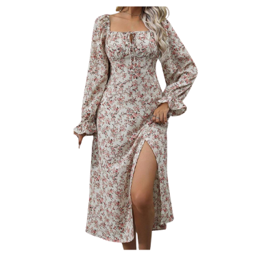 Dress  Allover ditsy Floral print cream roses Boho medium 6