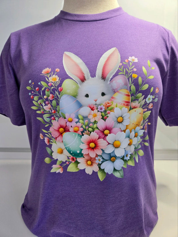 T-Shirt EASTER BUNNY EGGS & FLOWERS MEDIUM  tee