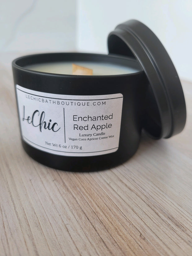 Candle ~ ENCHANTED RED APPLE  black tin home decor