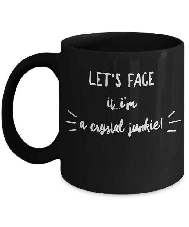 Coffee Mug - Black with white Crystal Junkie