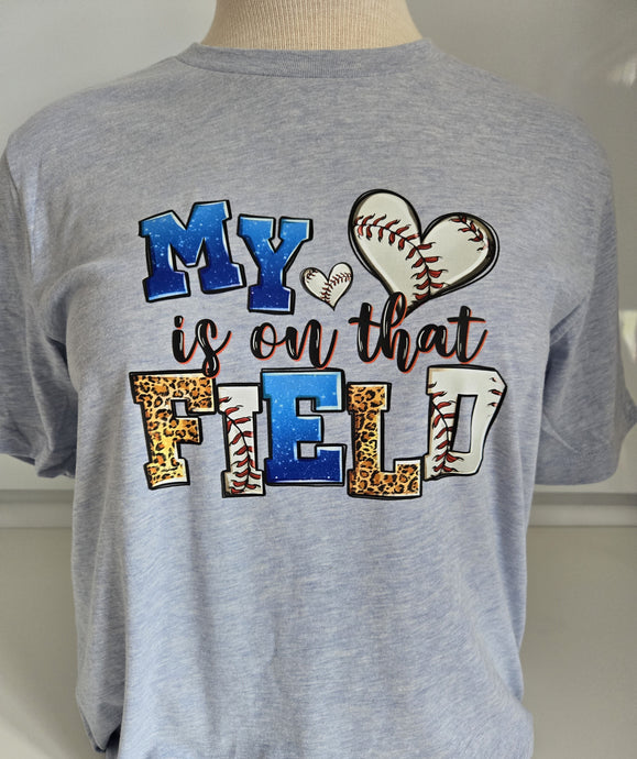 T-Shirt Baseball My Heart is on that Field tee tshirt Large