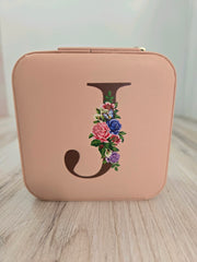 Jewelry Organizer Travel Case - Initial display small size  gift idea personalized