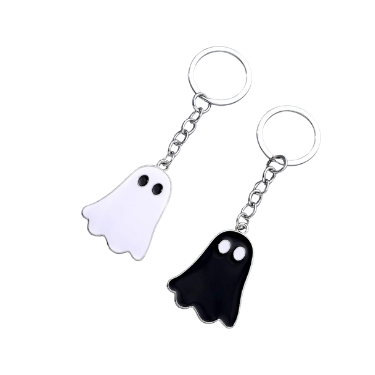 Keychain - HALLOWEEN GHOST Gift  Black White