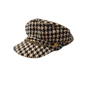 Hat Pageboy houndstooth black & off-white one size