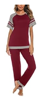 Pajamas RED WINE  contrast  PJ's set top and pants red wine SMALL