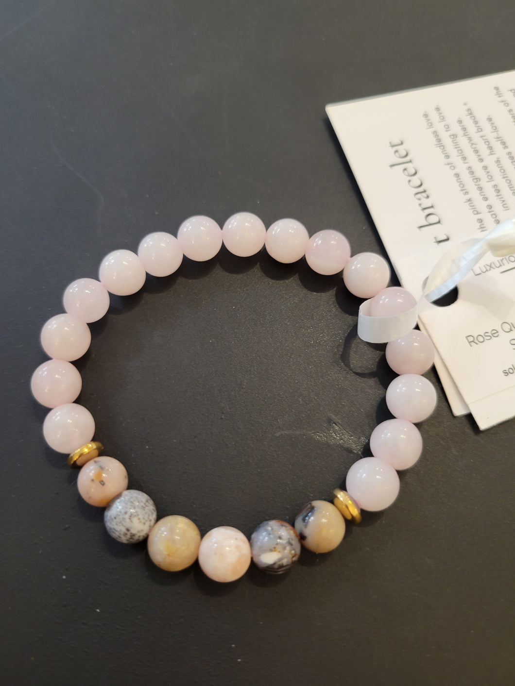 Rose Quartz & Pink Opal Hematite Stone Bracelet single