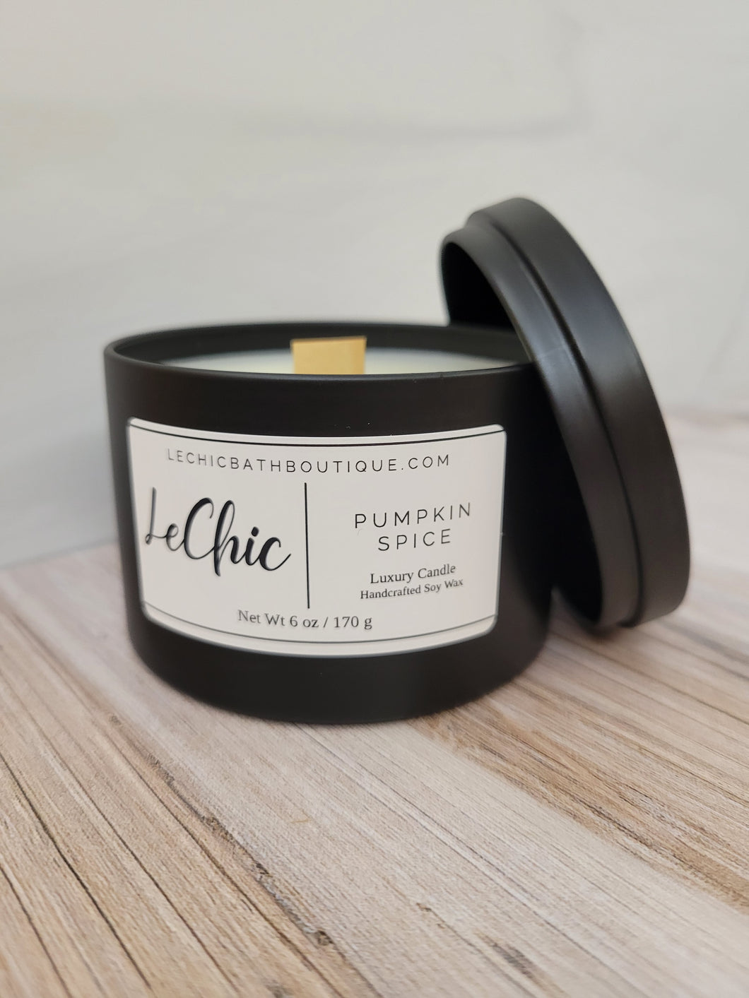 Candle ~ PUMPKIN SPICE Scented soy wax candle black tin home decor