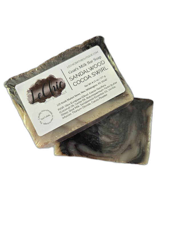 Goat Milk Bar Soap ~ SANDALWOOD COCOA SWIRL  Body Hand soap