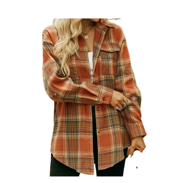 Shirt plaid flannel Orange FALL WEATHER