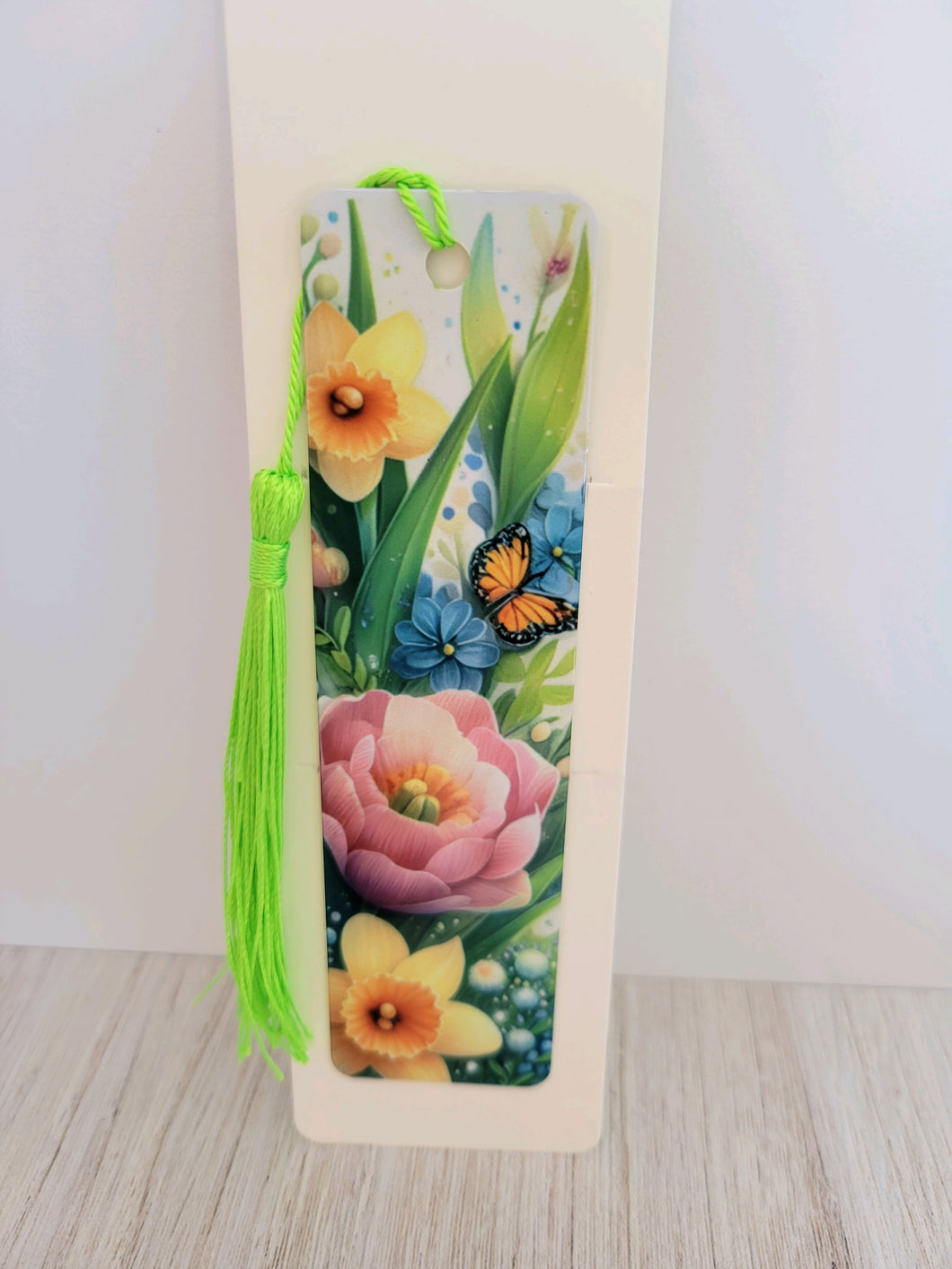 Spring Floral & Butterfly Bookmark with tassel colorful