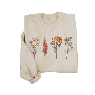 Sweatshirt FLORAL WILDFLOWER OFF WHITE long sleeve