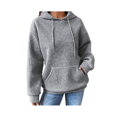 Sweatshirt Ladies GRAY kangaroo pocket long sleeve