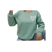 Sweatshirt HEART Sage Green long sleeve