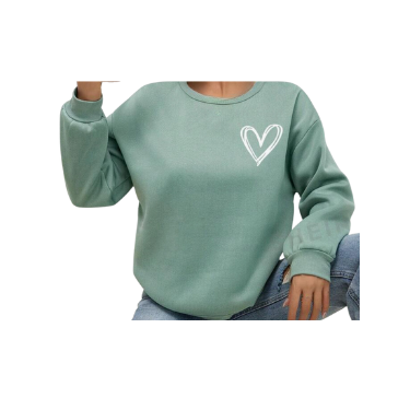 Sweatshirt HEART Sage Green long sleeve