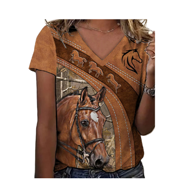 T-shirt Horse Lovers V-neck tee short sleeve