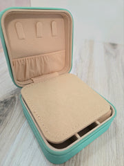 Jewelry Organizer Travel Case - Initial display Teal Green small size  gift idea personalized