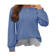 Top Shirt Blouse trendy eyelet long sleeves