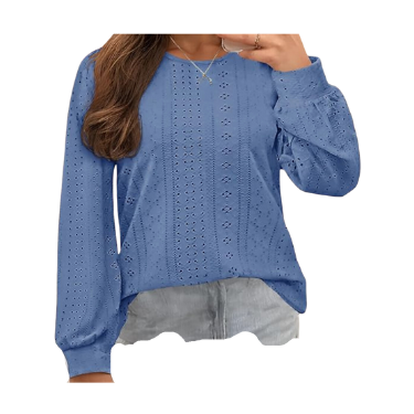 Top Shirt Blouse trendy eyelet long sleeves