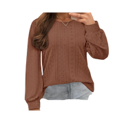 Top Shirt Blouse trendy eyelet long sleeves