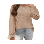 Top Shirt Blouse trendy eyelet long sleeves